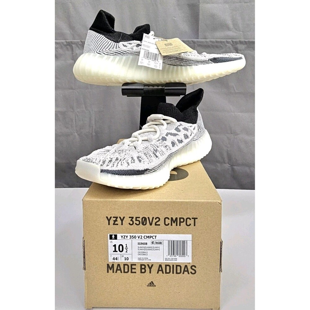 adidas Yeezy YZY 350 V2 CMPCT Knit Mens 10.5 Shoes, IG9608 Slate White NEW w/Box